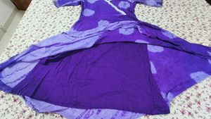 Custom Made Purple Cotton Anarkali Dress