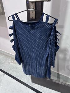 Cute Navy Polka Dot Top