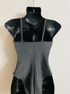 Women Grey Sequin Bodysuit