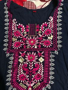 Embroidered Navy Tunic