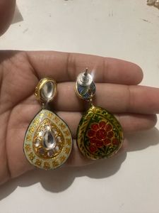 Kundan meenakari earrings