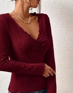 Burgundy Ribbed Top