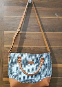 Black Chevron Printed Hand Bag