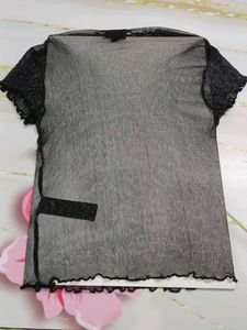(1100)Sheer Black Top