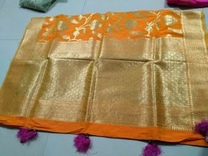 Orange Floral Dupatta