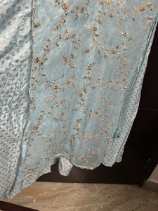 Embroidered Fit &amp; Flare Dress With Tie-ups