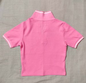 Pink Colour Tshirt With Collar From Zudio