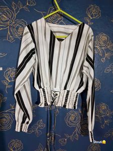 Striped Tie-Back Blouse