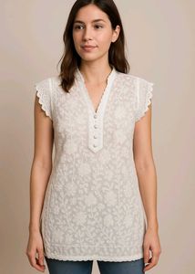 White Chikankari Top