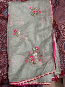 Elegant Embroidered Organza Saree