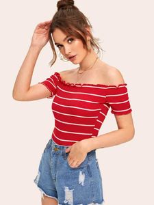 Pastel Pink White Off Shoulder Coquette Top
