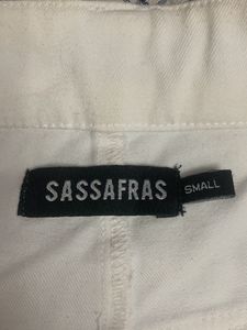 White Sassafras Jeans With Shiney Silver Grey Bead