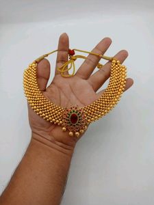 Gold Antique Maroon Green With Ruby Stone Neck