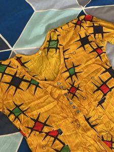 Yellow Printed Kurti