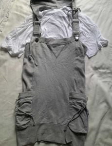Grey Dungaree Pinafore Hood