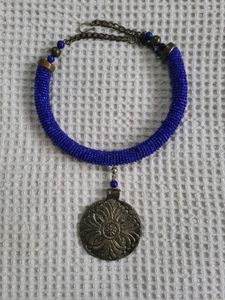 Blue Beaded Boho Necklace