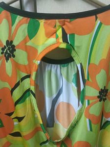 Floral Print Dress backless