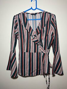 Striped Wrap Top