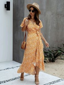 Floral Wrap Midi Dress