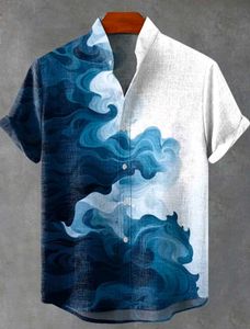 Blue Wave Print Shirt