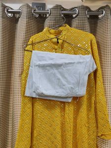 Mustard Yellow Embellished Kurta