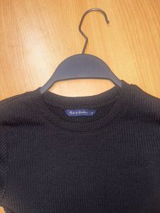 Black Ribbed Tie-Front Top