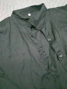 Black Crop Shirt With Full Sleeve