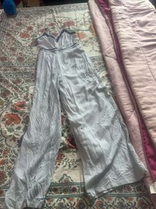 Beautiful White Blue strips Jumpsuit