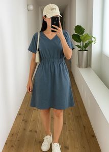 Blue Casual Everyday Comfortable Dress