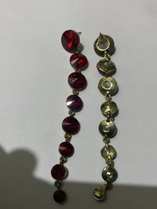 Red Gemstone Dangle Earrings