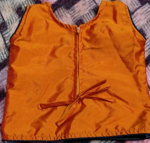 Kids Lehenga Bright Orange With Blue