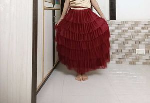 Frill Maroon Skirt