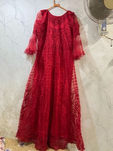 Red Embellished Ethnic Gown