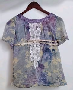 Lavender Women&#39;s Tie Dye Blouse Top Tunic