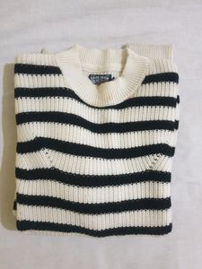 Women White &amp;vBlack Stripped Pullover