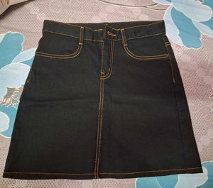 Black Denim Mini Skirt