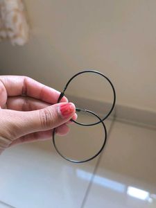 Black and silver  Hoop Earrings