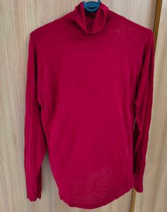 Red Turtleneck Knit Top by Herman Geist