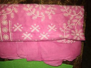 Pink & White Embroidered Fabric