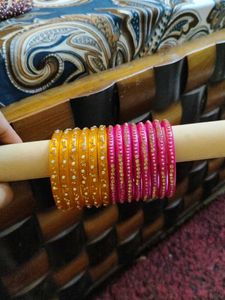pink And Yellow laakh kada set