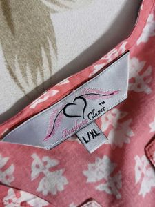 Women Coral Printed Cotton Night Suit