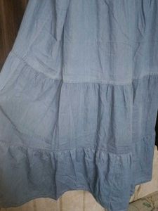 Chic Blue Denim Tiered Maxi Dress