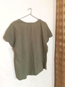 Olive Green Top With Embroidery M Size
