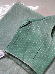 Sea Green Bluish A Beautiful Net Saree