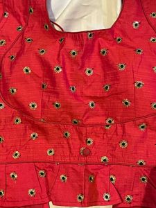 Red Embellished Blouse