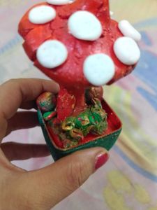 Red And White Cute Mashroom Showpiece With Freebie