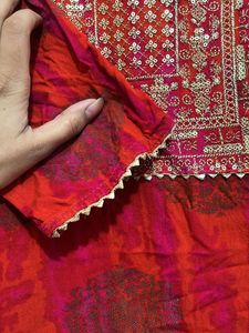 Red-White kurta Set