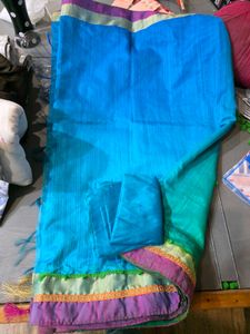 Elegant Green &amp; Blue Saree