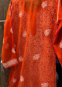 Orange Embroidered Kurta