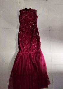 Burgundy Sequin Mermaid Gown